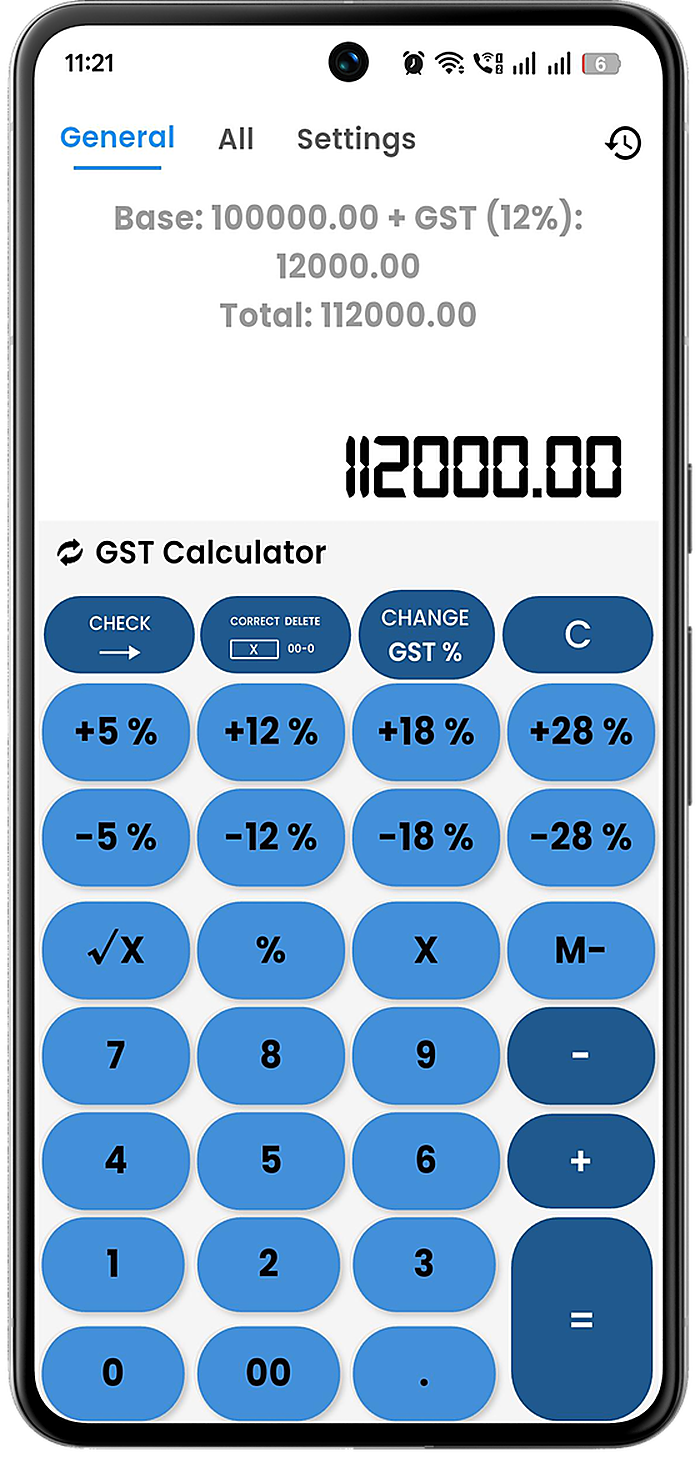 GST calculator screen
