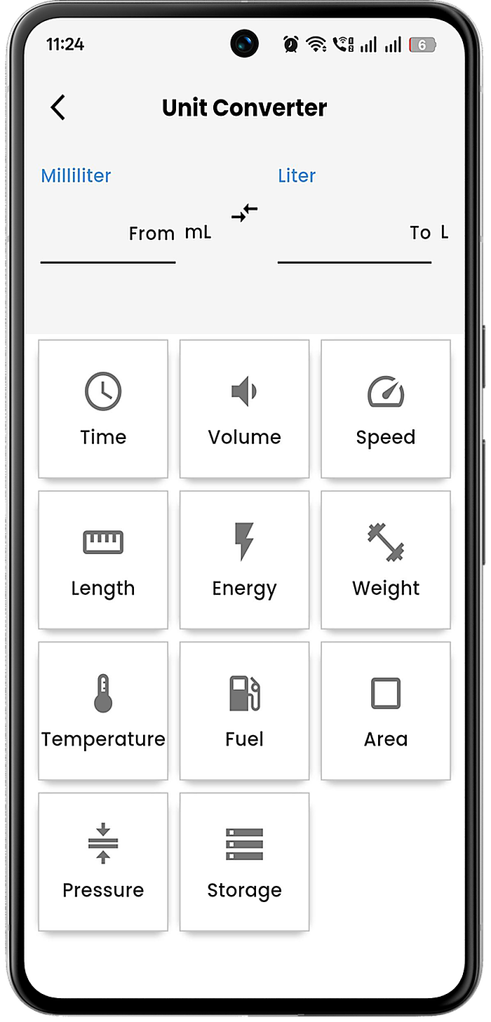 Unit converter screen